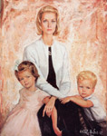 Princess Grace with young Princess Caroline and Prince Albert
