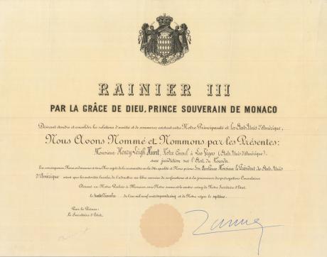 Appointment of Henry Leigh Hunt as Honorary Consul of Monaco in Las Vegas 1955 Appointment of Henry Leigh Hunt as Honorary Consul of Monaco in Las Vegas 1955
